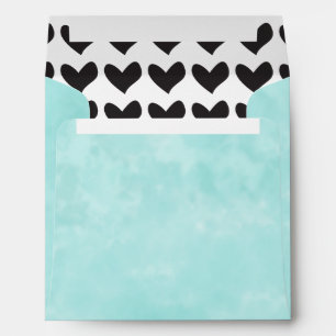 Enveloppe Coeurs Turquoise et Noir