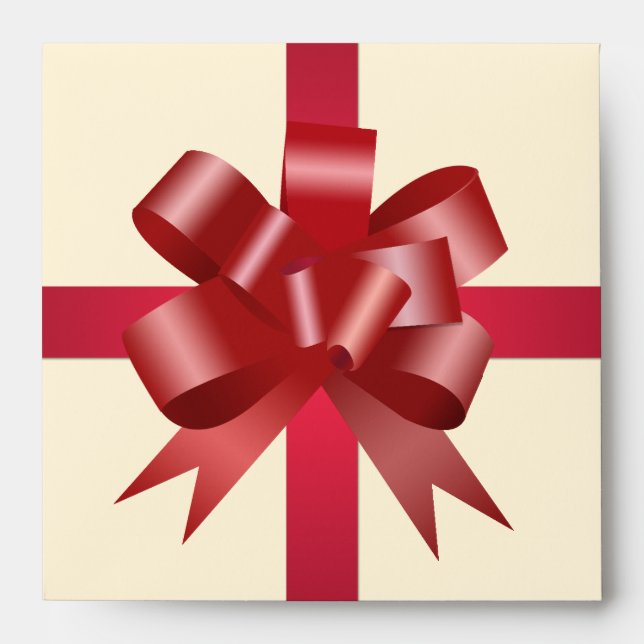 Enveloppe Coffret-cadeau de fête de Noël à l'arc rouge carré (Devant)