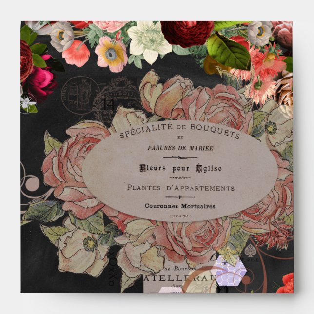 Enveloppe collage chic Shabby, chic français, rustique du pa (Devant)