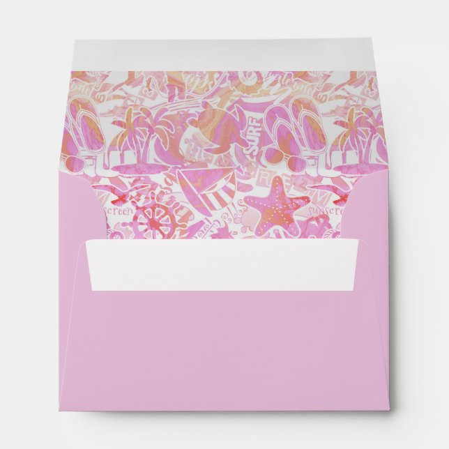 Enveloppe Collage de plage nautique Hot Pink ID840 (Dos (Bas))