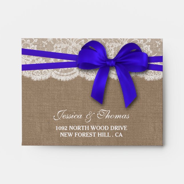 Enveloppe Collection de Mariages Rustic Blue Bow - RSVP (Devant)
