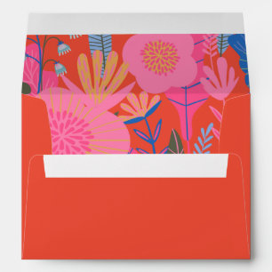 Enveloppe Coloré Boho Rouge Floral élégant Adresse de retour