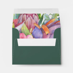 Enveloppe Coloré Tropical Vert Floral Autoadressé RSVP