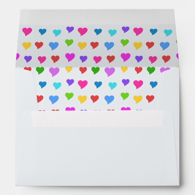 Enveloppe Colorful Hearts on Aqua Haze Envelope (Dos (Bas))