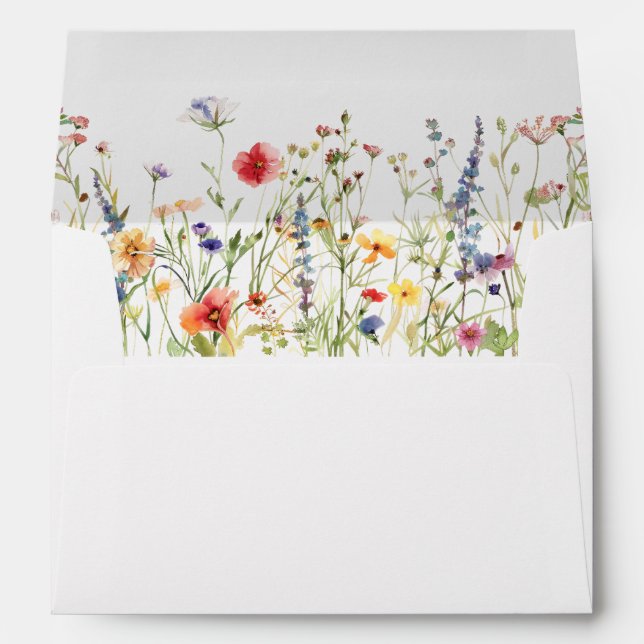 Enveloppe Colorful Summer Wildflower Wedding Envelope (Dos (Bas))