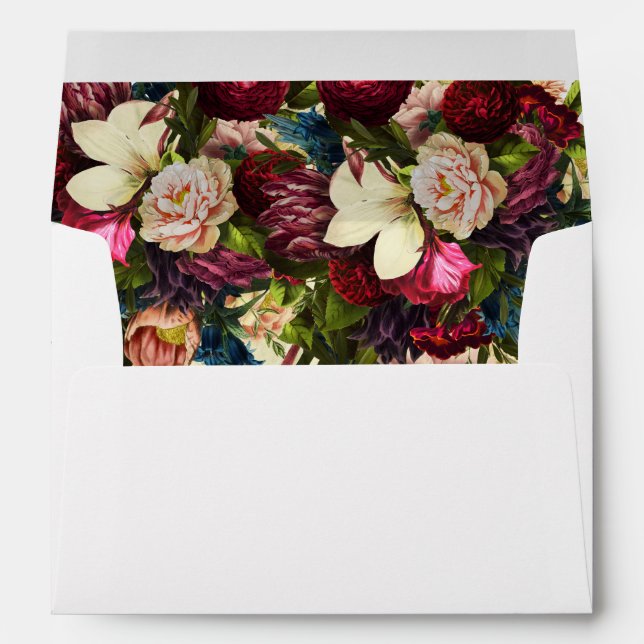 Enveloppe commémorative des fleurs rouges profonde (Dos (Bas))