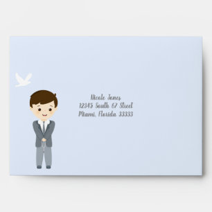 Enveloppe Communion Dove Brunette Boy