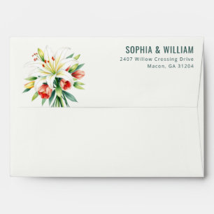 Enveloppe Composition Florale Élégante Blanche et Rose