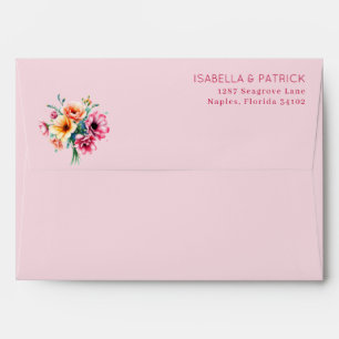 Enveloppe Composition florale rose romantique