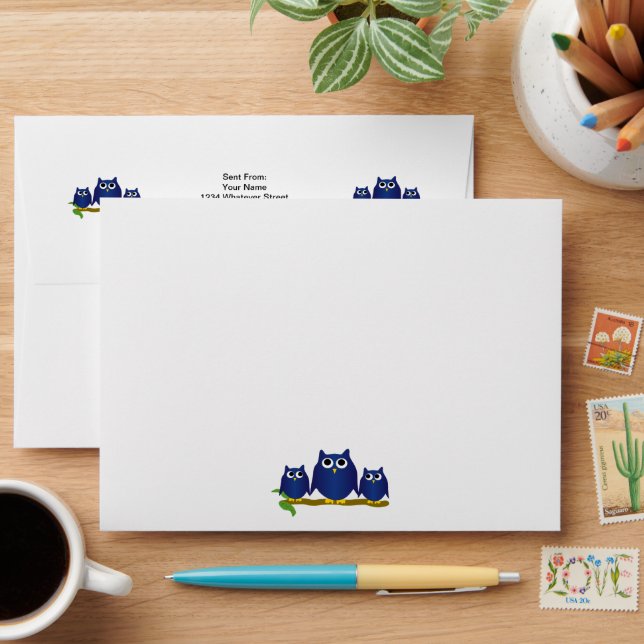 Enveloppe Conception de hiboux bleus (Desk)
