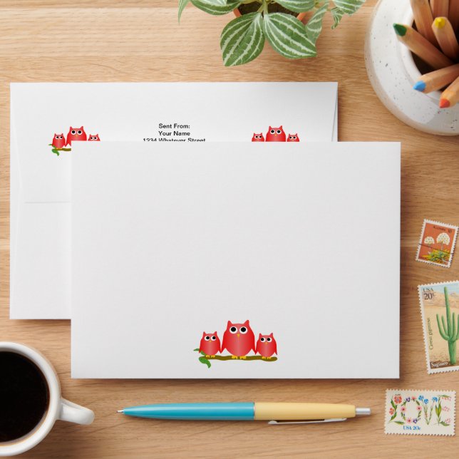 Enveloppe Conception de hiboux rouges (Desk)