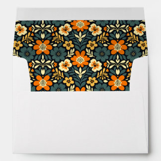 Enveloppe Conception florale orange et sarcelle moderne