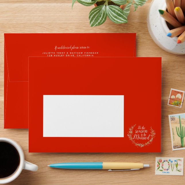 Enveloppe Cônes de mariage d'hiver baies étoile aquarelle ro (Desk)