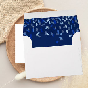Enveloppe confetti bleu marine blanc