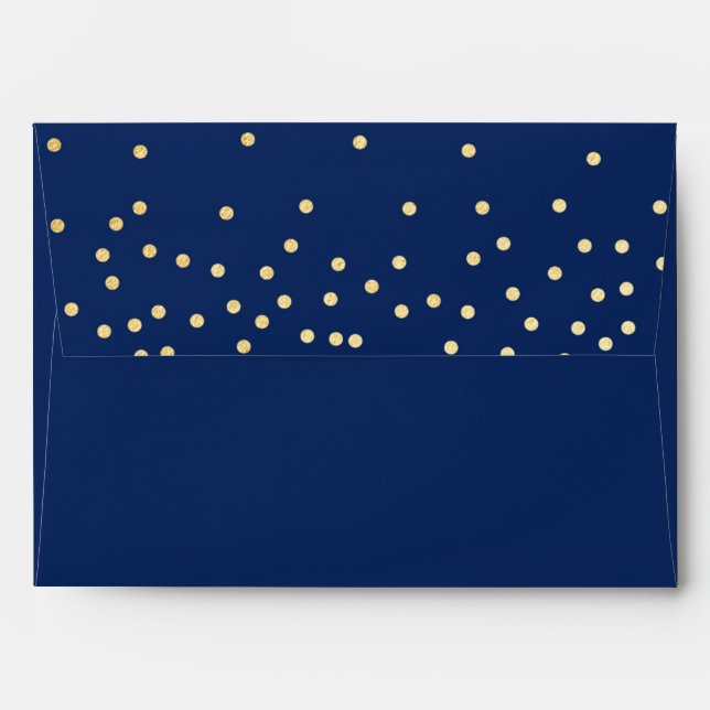 Enveloppe Confetti Dots d'or bleu (Dos (Haut rabat))
