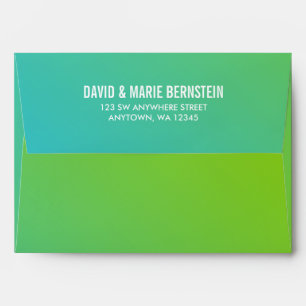 Enveloppe Confetti Dots Turquoise Lime Green Return Adresse