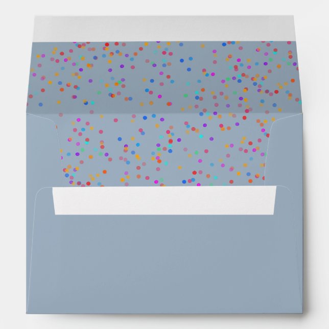 Enveloppe Confettis Arc-en-Ciel Élégant Bleu Poussiéreux Adr (Dos (Bas))