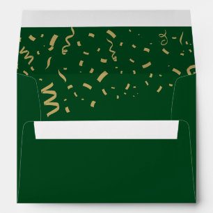 Enveloppe Confettis élégants verts en feuille d'or pour dipl