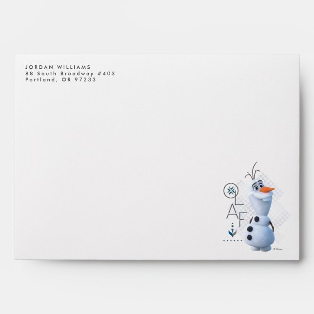 Enveloppe Congelé 2 : Olaf avec nom stylisé Graphique (Devant)