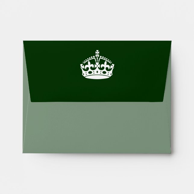 Enveloppe CONSERVEZ CALME COURONNE sur la Personnaliser vert (Dos (Haut rabat))