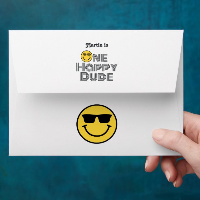 Enveloppe Cool Smile Retro "One Happy Dude" anniversaire (Hand)