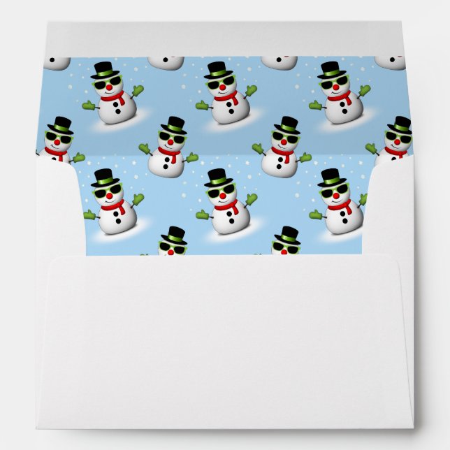 Enveloppe Cool Snowman Noël motif bleu hiver (Dos (Bas))