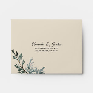 Enveloppe Coordonnée de mariage d'hiver bleu pin RSVP Envelo