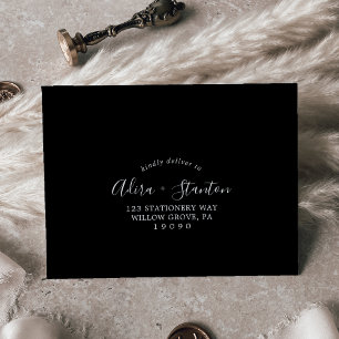 Enveloppe Coordonnée noire minimale auto-adressée RSVP