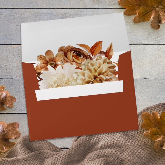 Enveloppe Copper Fall Terracotta Floral Adresse de retour (Copper Fall Terracotta Floral Return Address Envelope
)