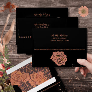 Enveloppe Copper Quinceañera - Doublure Rose Éléga