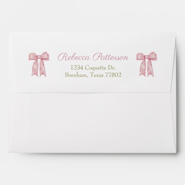 Enveloppe Coquette Aesthétique Soft Rose Ribbon Bow (Dos (Haut rabat))