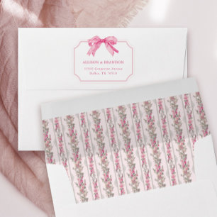 Enveloppe Coquette Bow rose Aesthétique Adresse Florale