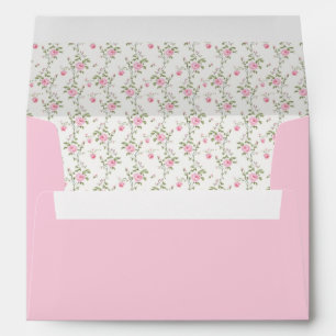 Enveloppe Coquette Élégante Fleurs et Nœud Rose Baby Shower
