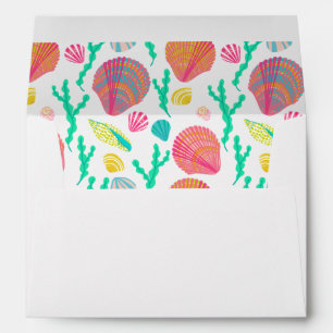 Enveloppe Coquillages colorés Motif Beach Mariage Party