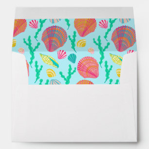 Enveloppe Coquillages colorés Motif Beach Mariage Party