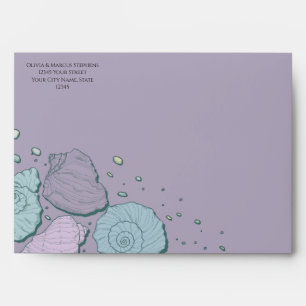 Enveloppe Coquillages en Lilac et Dusty Blue
