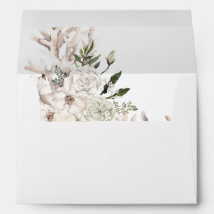 Enveloppe Coquillages et fleurs blanches 2