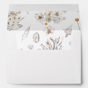 Enveloppe Coquillages et fleurs blanches 7
