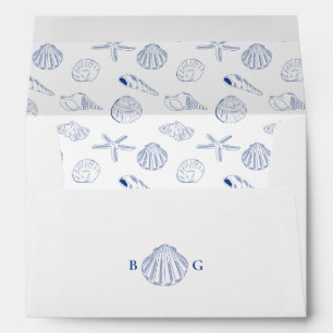 Enveloppe Coquilles Saint-Jacques Bleues Mariage sur la Plag