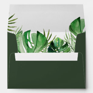 Enveloppe CORA Tropical Palm Leaf Beach Theme Dark Green
