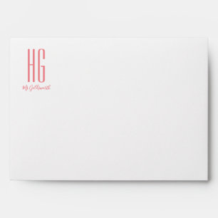 Enveloppe Corail blanc texte personnalisable intérieur rose