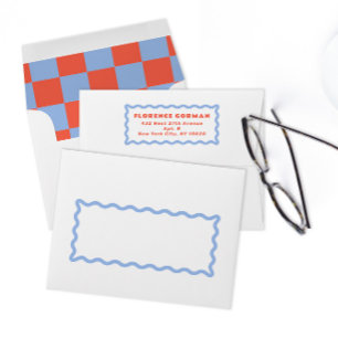 Enveloppe Corail et poudre bleu Wavy Frame Papeterie