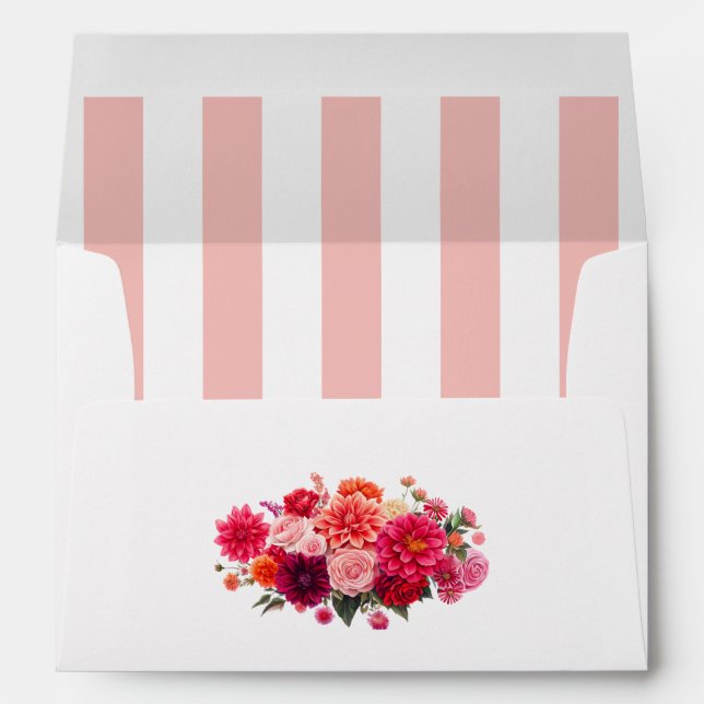 Enveloppe Corail, Fuchsia et Floral Tangerine (Dos (Bas))