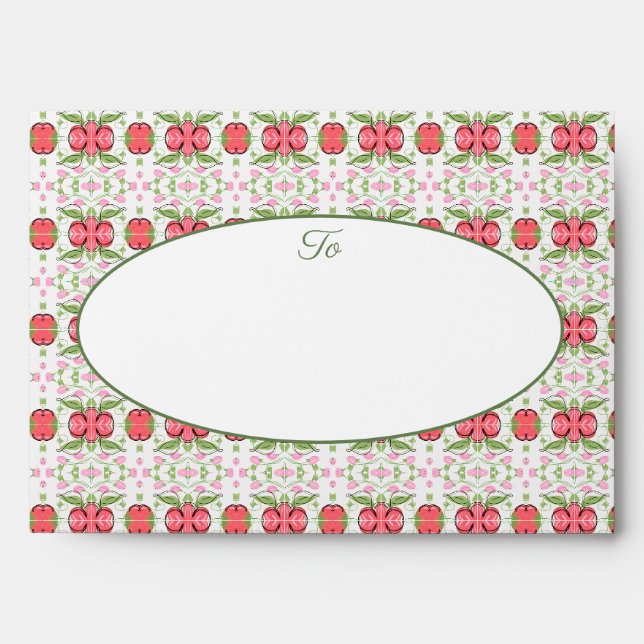 Enveloppe Corail rose et vert (Devant)