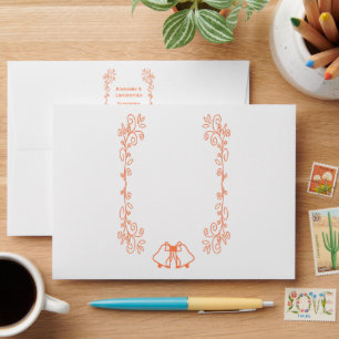 Enveloppe Coral Bells Scrollwork Design Mariage