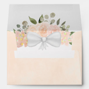 Enveloppe Coral Peach Aquarelle Roses Mariage élégant