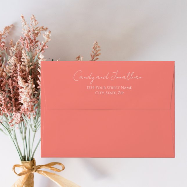 Enveloppe Coral Style simple Mariage de script moderne (In Situ Flowers)