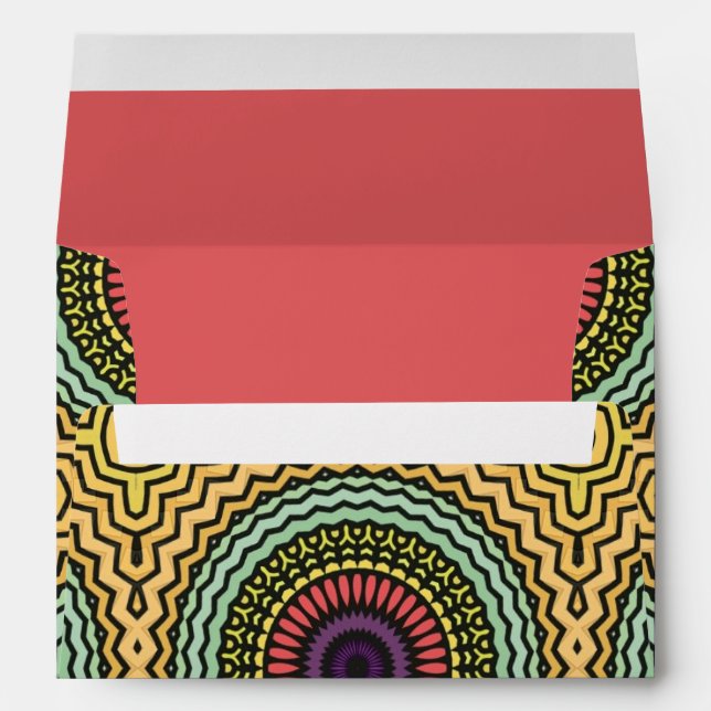 Enveloppe Coral violet vert jaune Motif Abstrait (Dos (Bas))