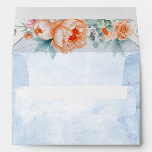 Enveloppe Coral Vivant Dusty Bleu Floral Mariage moderne