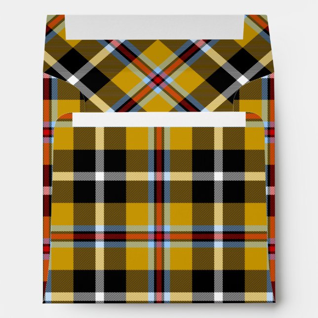 Enveloppe Cornouailles National Tartan Jaune et Noir Plaid (Dos (Bas))